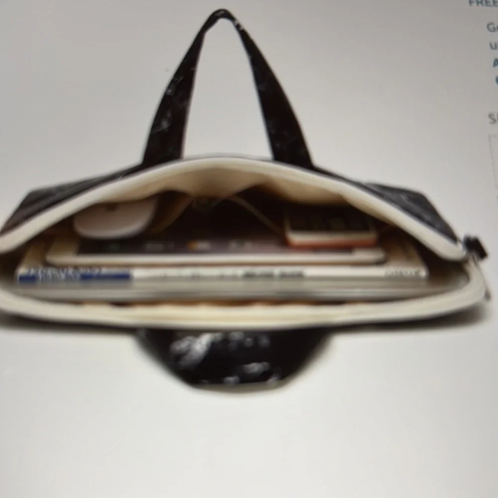 Canvaslife Black Marble Pattern Waterproof Laptop Shoulder Bag.